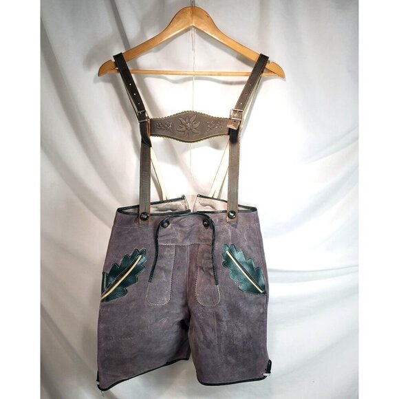 Vintage Bavarian German Lederhosen Leather Childs/Kids Costume Size 13\14 - Picture 1 of 15